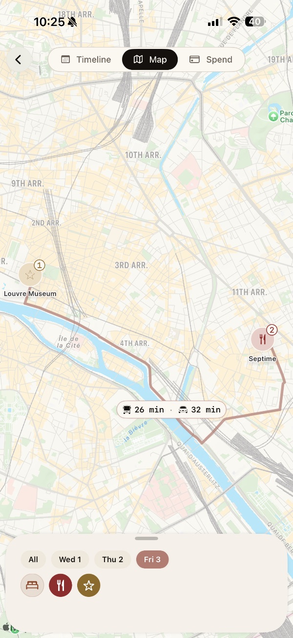 The Voyage map — every stop drawn into one route