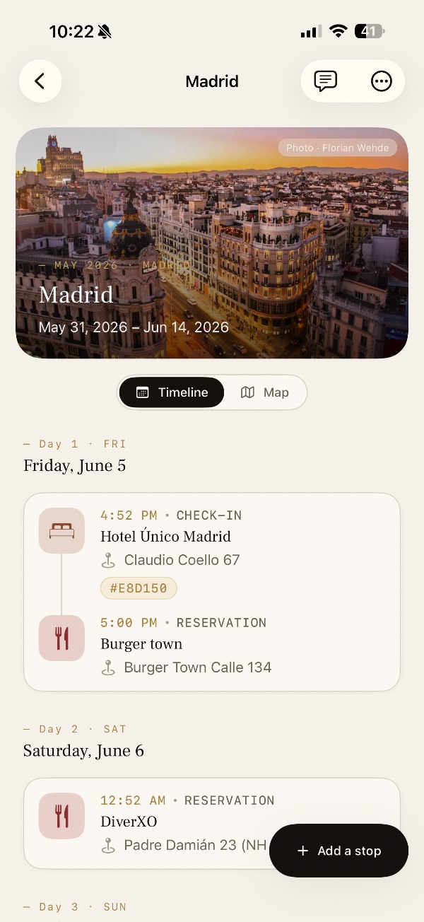A Voyage trip itinerary