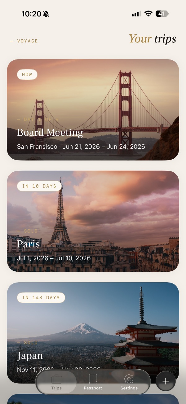 Your trips in Voyage